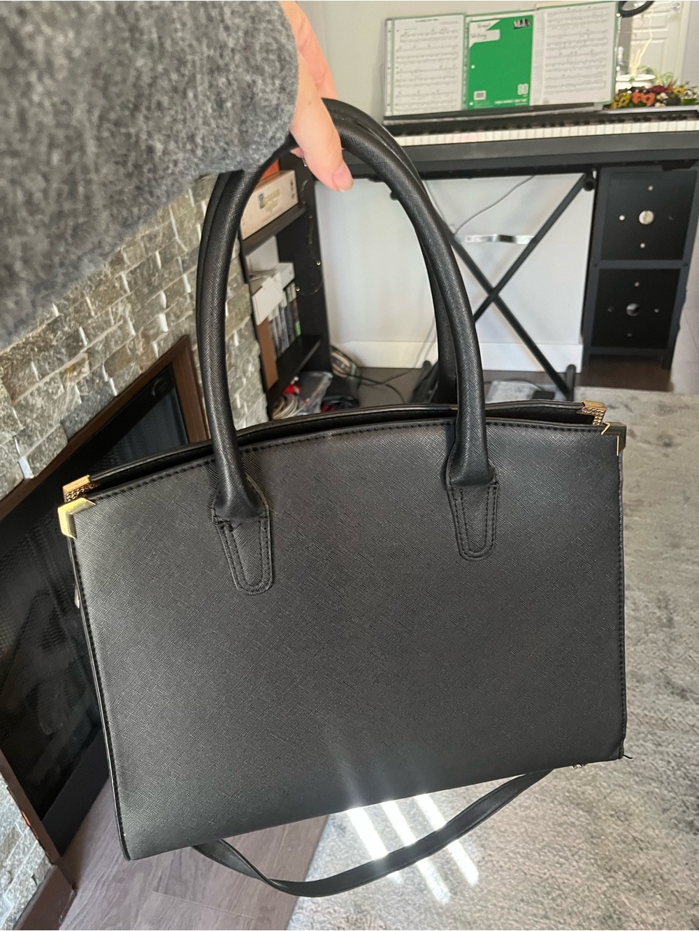 Ardene Black Shoulder Tote (fits a laptop)